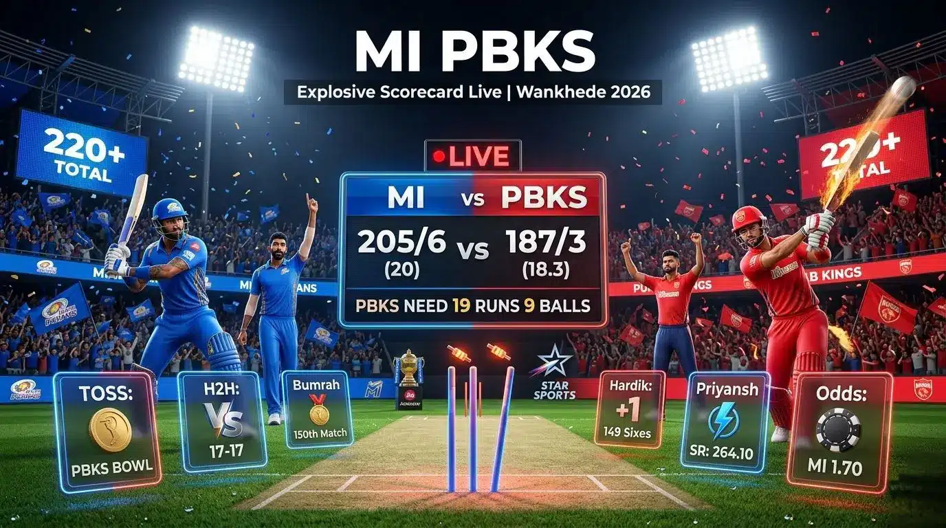 MI PBKS: Explosive Scorecard Live & Match Stats 2026