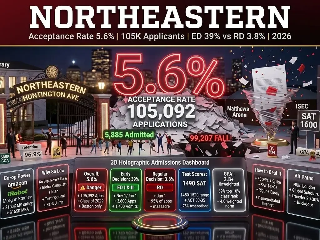 Northeastern Acceptance Rate: Brutal 5.6% Shocks 2026